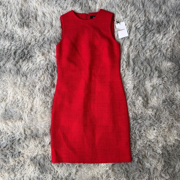 ❤️NWT Theory Lunar Red Tweed Shift Dress Mini Size 00 XS Sleeveless Knee Length - Picture 2 of 8